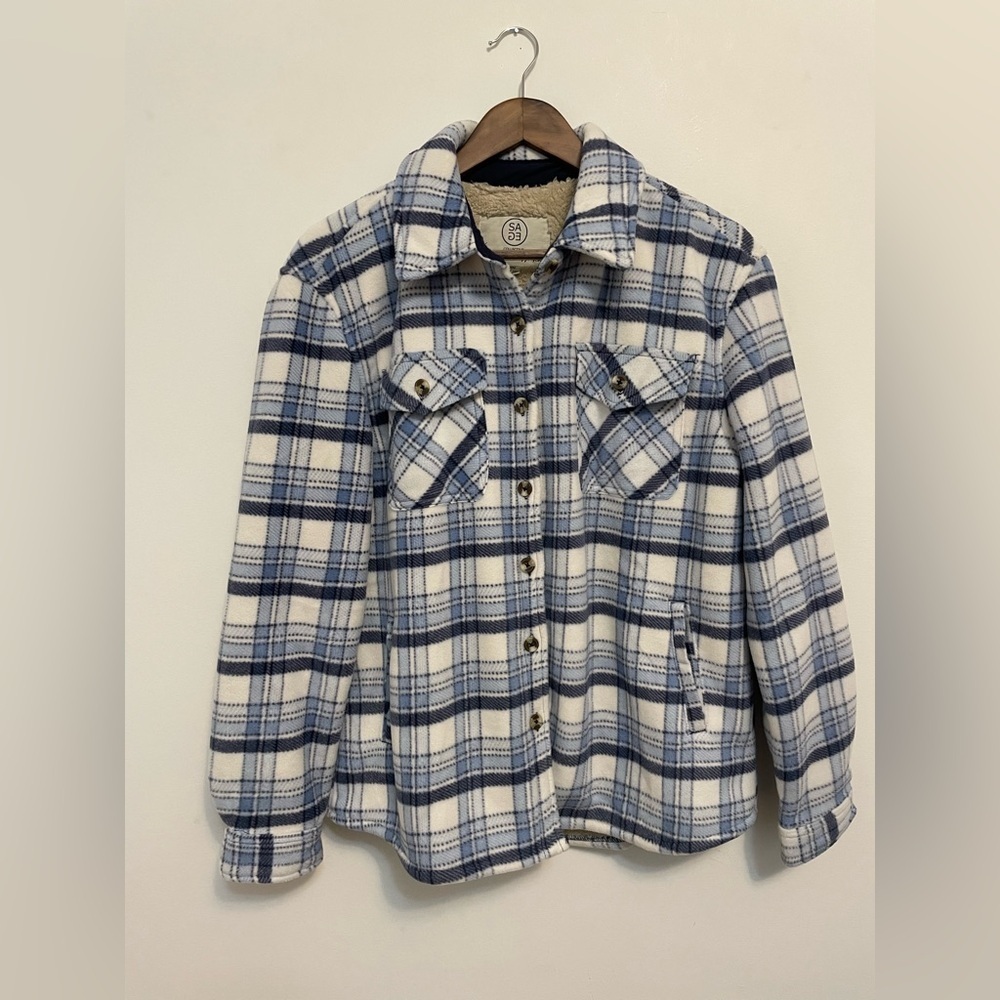 Sage Collective Flannel Cabincore Gorpcore Shacket with Inner Lining MEDIUM